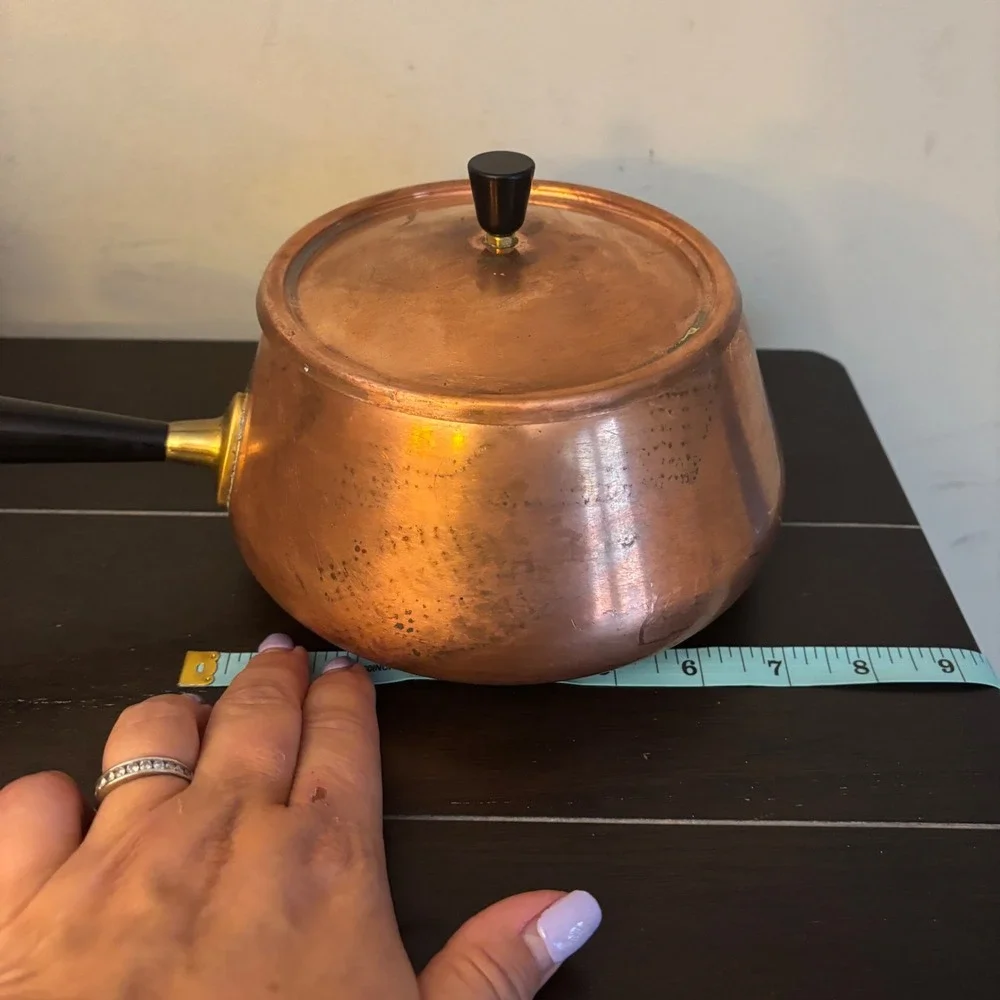 Vintage | Spring Culinox Copper Fondue Pot | Lid | St Steel Lined | Switzerland